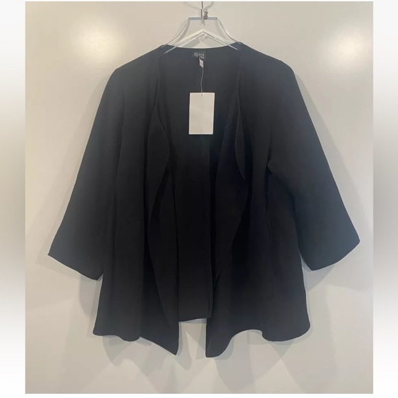 Eileen Fisher Black Silk Blend‎ Cardigan Jacket Womens Size Small - Picture 1 of 7